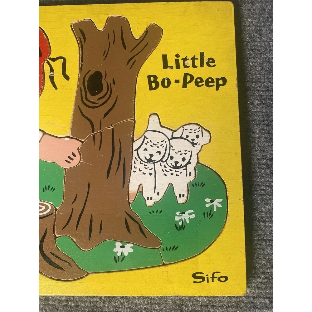 Sifo (1944-1975) Little Bo-Peep Vintage Wood Tray Puzzle Complete